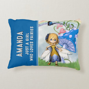 Nur ein Mädchen, das blauer Fairies Liebe Dekokissen
