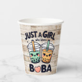 Nur ein Mädchen, das Boba Liebe Pappbecher (Vorderseite)