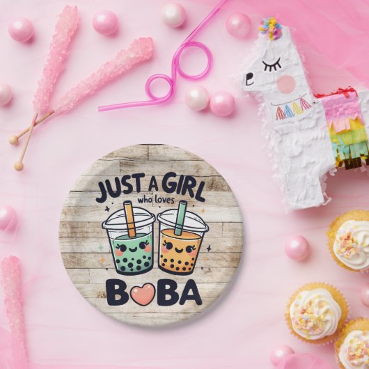 Nur ein Mädchen, das Boba"-Papier-Teller Lieben Pappteller (Party)