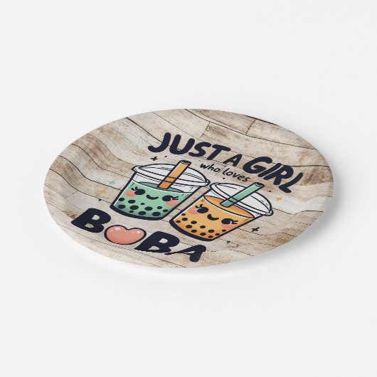 Nur ein Mädchen, das Boba"-Papier-Teller Lieben Pappteller (Schrägansicht)