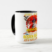Nur ein Mädchen, das Boston Terrier und Halloween Tasse (Vorderseite Links)
