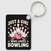Nur ein Mädchen, das Bowling Liebe Schlüsselanhänger (Rückseite)