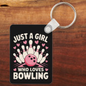Nur ein Mädchen, das Bowling Liebe Schlüsselanhänger (Rückseite)