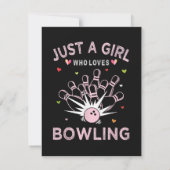 Nur ein Mädchen, das Bowling liebt Einladung (Rückseite)