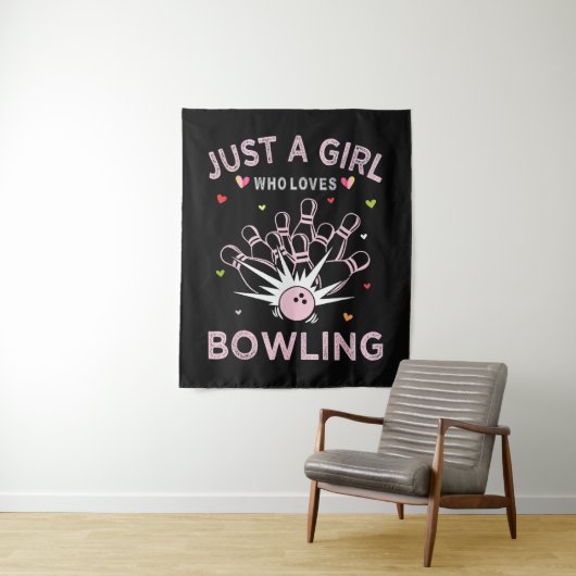 Nur ein Mädchen, das Bowling liebt Wandteppich (Beispiel)