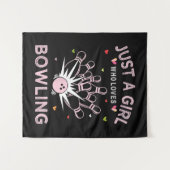 Nur ein Mädchen, das Bowling liebt Wandteppich (Vorderseite (Horizontal))