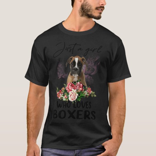 Nur ein Mädchen, das Boxer Niedliche Boxer-Blume L T-Shirt (Vorderseite)