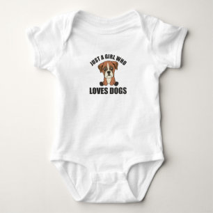 Nur ein Mädchen, das Boxerhunde-Hundewelpen liebt Baby Strampler