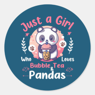 Nur ein Mädchen, das Bubble Tea und Pandas liebt Runder Aufkleber