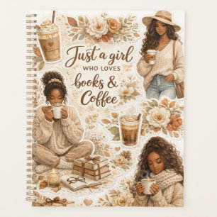 Nur ein Mädchen, das Bücher und Kaffee liebt Planer