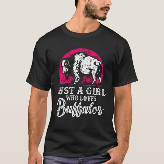 Nur ein Mädchen, das Buffalos mit Niedlichen Büffe T-Shirt (Vorderseite)