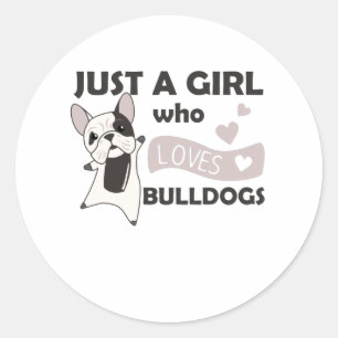 Nur ein Mädchen, das Bulldogs Sweet Dog Bulldog Li Runder Aufkleber