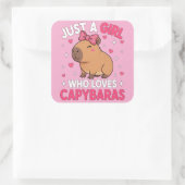 Nur ein Mädchen, das Capybaras Lieben Quadratischer Aufkleber (Tasche)