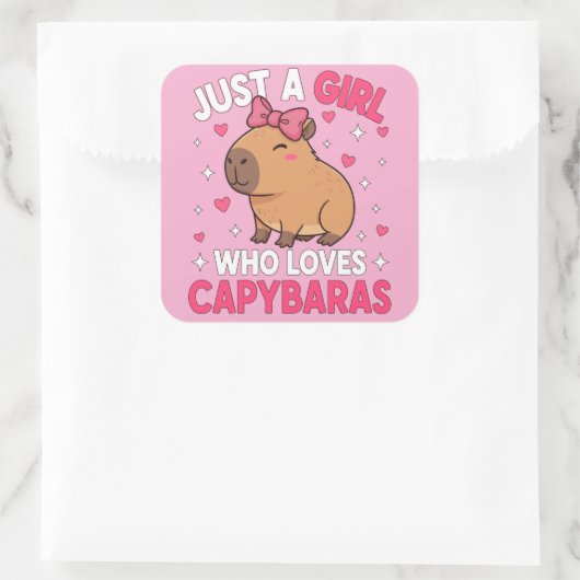 Nur ein Mädchen, das Capybaras Lieben Quadratischer Aufkleber (Tasche)