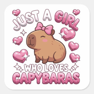 Nur ein Mädchen, das Capybaras liebt Quadratischer Aufkleber