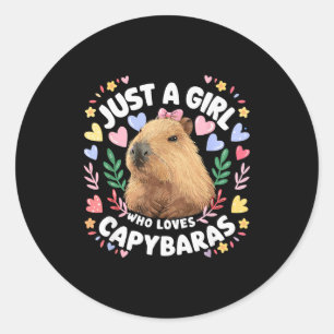 Nur ein Mädchen, das Capybaras liebt Süße Capybara Runder Aufkleber