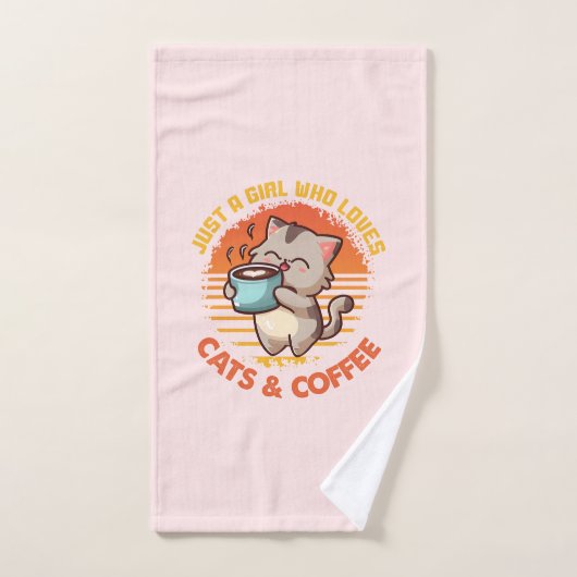 Nur ein Mädchen, das Cats & Coffee Liebe Badhandtuch Set (Handtuch)