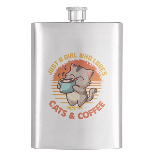Nur ein Mädchen, das Cats & Coffee Liebe Flachmann (Vorderseite)