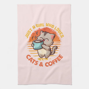 Nur ein Mädchen, das Cats & Coffee Liebe Geschirrtuch