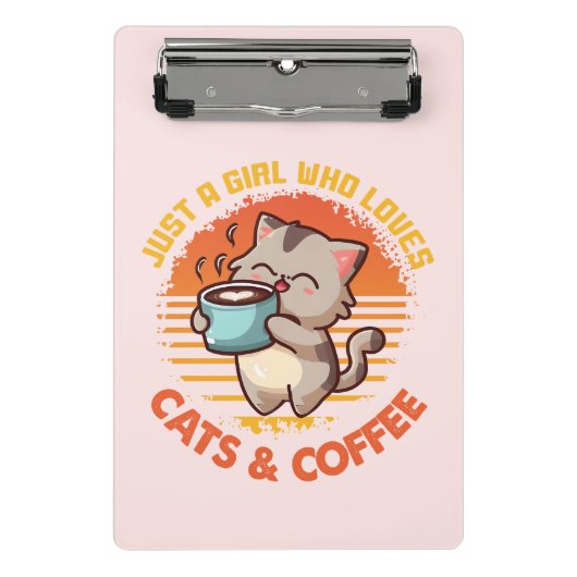 Nur ein Mädchen, das Cats & Coffee Liebe Mini Klemmbrett (Vorderseite)