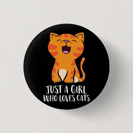 Nur ein Mädchen, das Cats Pullover Lieben Button (Vorderseite)