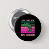 Nur ein Mädchen, das Chameleons Funny Quote Lizar  Button (Vorne & Hinten)