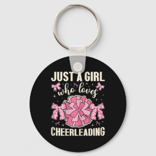 Nur ein Mädchen, das Cheerleading Kuh-Druck Cheer Schlüsselanhänger