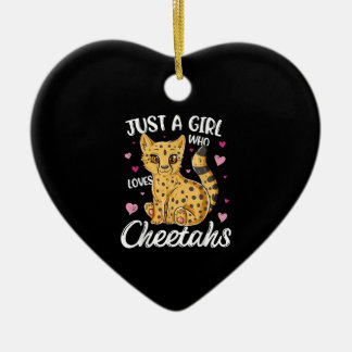 Nur ein Mädchen, das Cheetahs Liebe | Herz Cheetah Keramik Ornament
