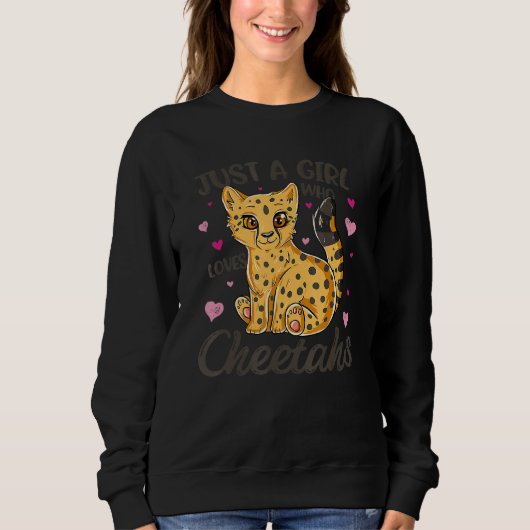 Nur ein Mädchen, das Cheetahs Lieben Cheetah Cat Sweatshirt (Vorderseite)
