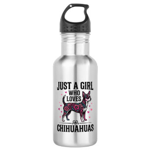 Nur ein Mädchen, das Chihuahuas Vintage-Hundedesig Edelstahlflasche