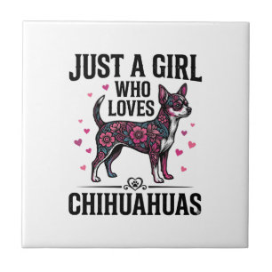 Nur ein Mädchen, das Chihuahuas Vintage-Hundedesig Fliese
