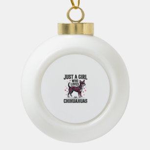 Nur ein Mädchen, das Chihuahuas Vintage-Hundedesig Keramik Kugel-Ornament