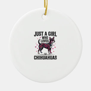 Nur ein Mädchen, das Chihuahuas Vintage-Hundedesig Keramik Ornament