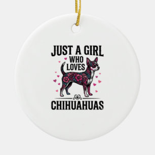 Nur ein Mädchen, das Chihuahuas Vintage-Hundedesig Keramik Ornament