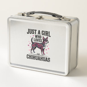 Nur ein Mädchen, das Chihuahuas Vintage-Hundedesig Metall Brotdose