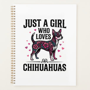 Nur ein Mädchen, das Chihuahuas Vintage-Hundedesig Planer