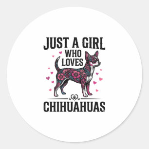 Nur ein Mädchen, das Chihuahuas Vintage-Hundedesig Runder Aufkleber
