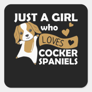 Nur ein Mädchen, das Cocker Spaniel Kawaii Liebe H Quadratischer Aufkleber