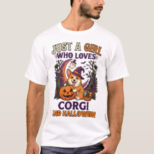 Nur ein Mädchen, das Corgi-Halloween-Hexenhut-Pump T-Shirt