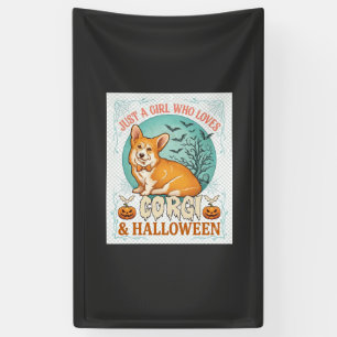 Nur ein Mädchen, das Corgi-Halloween-Kürbisse Fled Banner