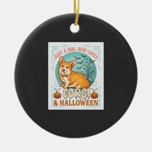 Nur ein Mädchen, das Corgi-Halloween-Kürbisse Fled Keramik Ornament