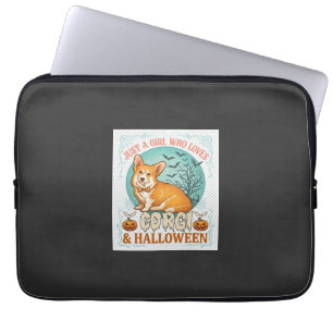 Nur ein Mädchen, das Corgi-Halloween-Kürbisse Fled Laptopschutzhülle