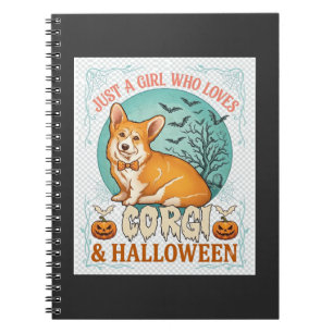 Nur ein Mädchen, das Corgi-Halloween-Kürbisse Fled Notizblock