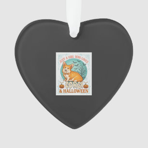 Nur ein Mädchen, das Corgi-Halloween-Kürbisse Fled Ornament