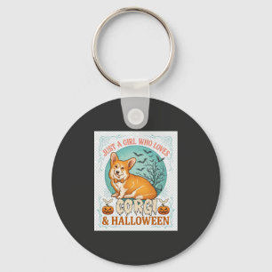 Nur ein Mädchen, das Corgi-Halloween-Kürbisse Fled Schlüsselanhänger