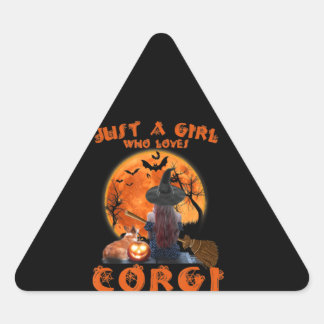 Nur ein Mädchen, das Corgi Hund und Halloween Lieb Dreieckiger Aufkleber
