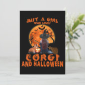 Nur ein Mädchen, das Corgi Hund und Halloween Lieb Einladung (Stehend Vorderseite)