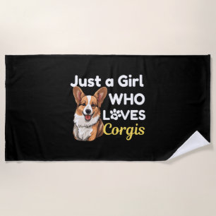 Nur ein Mädchen, das Corgis Lieben Strandtuch