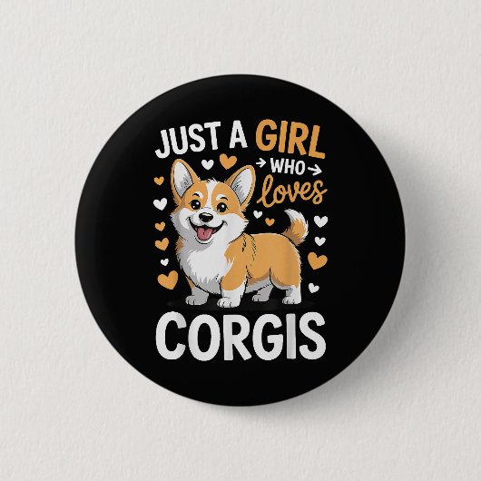 Nur ein Mädchen, das Corgis liebt Button (Vorderseite)