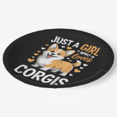 Nur ein Mädchen, das Corgis liebt Pappteller (Schrägansicht)